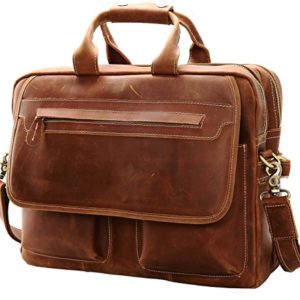 Iswee Mens Full Grain Genuine Leather Messenger Bag