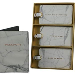 Eccolo Marble Faux Leather Passport Case and Luggage Tag Set