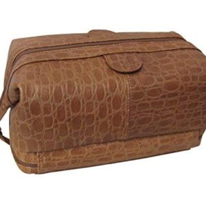 AmeriLeather Leather Toiletry Bag w/Accessories & TSA Approved Bottles for Travel