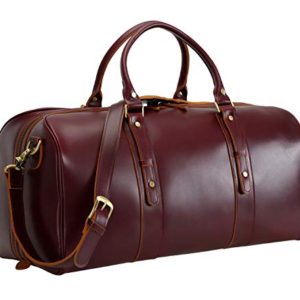 Polare 23" Classic Real Leather Weekender Travel Overnight Luggage