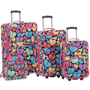 Rockland 4 Piece New Heart Luggage Set, Newheart