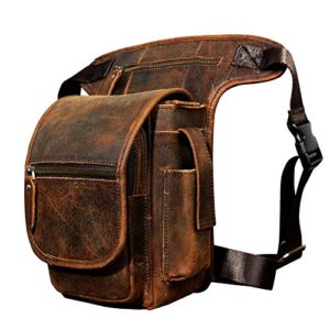 Le'aokuu Mens Genuine Leather Climbing Cycling Belt Waist Bag