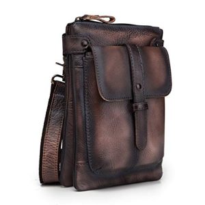 Le'aokuu Mens Genuine Leather Fanny Waist Pack Messenger Shoulder Bag