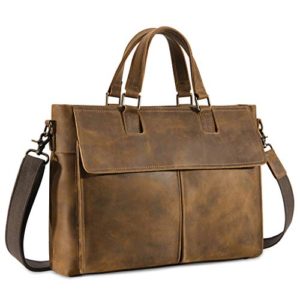 Kattee Leather Messenger Bag for Men, 15.6 Inch Laptop Briefcase