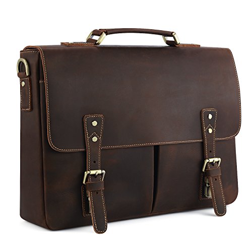 Kattee Vintage Leather Briefcase 15.7 Inch Laptop Messenger Bag SALE ️ ...