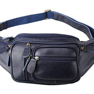 Polare Men's Natural Leather Fanny Pack Waist Bag Black