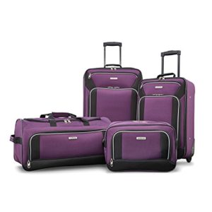 American Tourister 4-Piece Set, Purple/Black