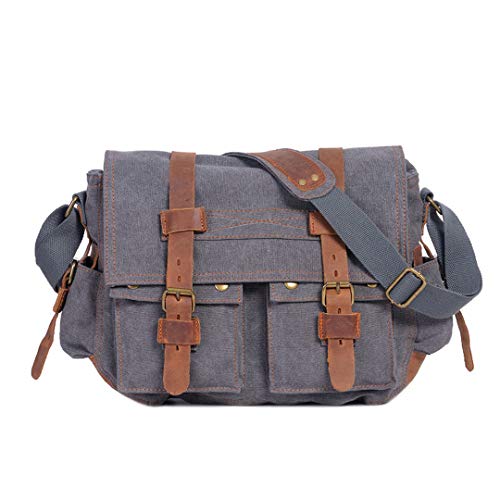 Canvas Leather Crossbody Bag Men Military Army Vintage Messenger Bags ...