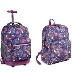 J World New York Sunrise Rolling Backpack & Oz Backpack Set