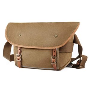 Kattee Canvas Messenger Bag, Causual Leather Trim Crossbody Shoulder Bag