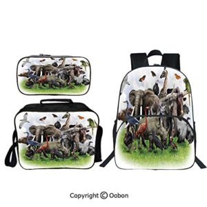 Oobon Kids Toddler School Waterproof 3D Cartoon 16" Backpack