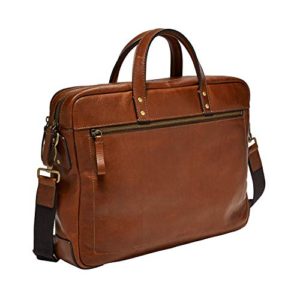 Fossil Mens Haskell Double Zip Workbag Cognac