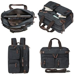 HIKA Vintage 3-Way Convertible Briefcase Laptop Backpack Messenger Bag