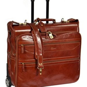 Real Leather Suit Garment Dress Carrier Travel Weekend Bag