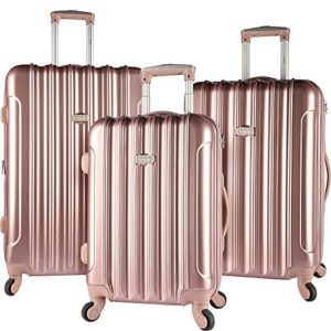 kensie 3 Piece Light Metallic Design 4-Wheel Luggage Set