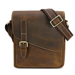 Kattee Small Leather Messenger Bag, Men's Crossbody Shoulder Bag