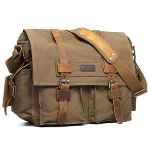 Kattee Leather Canvas Camera Bag Vintage DSLR SLR Messenger Shoulder Bag