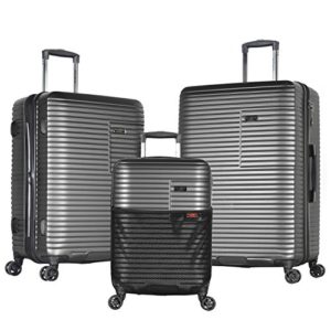 Olympia Taurus 3 Piece Luggage Set, Charcoal Gray