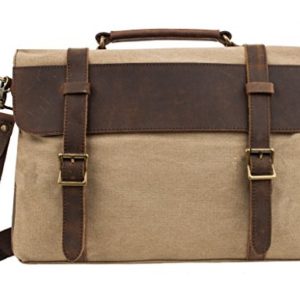 Leaper Canvas Leather Shoulder Bag Briefcase Handbag