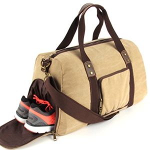 Duffel Bag with Shoe Compartment Canvas Weekender Tote