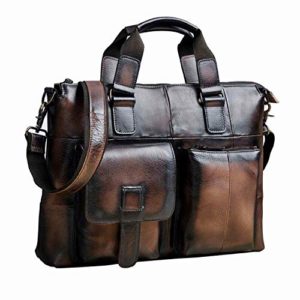 Men Genuine Leather Office Maletas Business Briefcase 15.6" Laptop Case