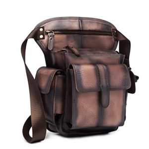 Le'aokuu Mens Leather Messenger Shoulder Bag Motorcycle