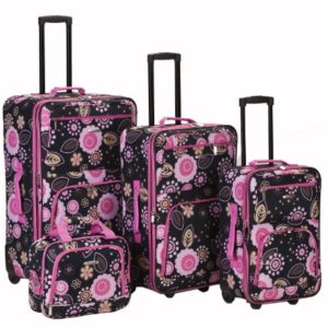 Rockland Luggage Brown Leaf 4 Piece Luggage Set