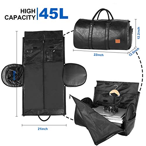 Convertible Travel Garment Bag,Carry on Leather Garment Duffel Bag ...