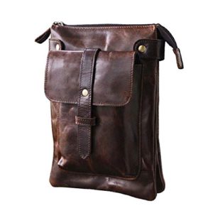 Le'aokuu Mens Genuine Leather Sling Messenger Shoulder Fanny Waist