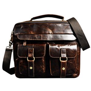 Le'aokuu Mens Leather Document Case Briefcase Attache Messenger Bag