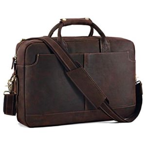 Kattee Vintage Genuine Leather 17" Laptop Briefcase Messenger Bag Tote