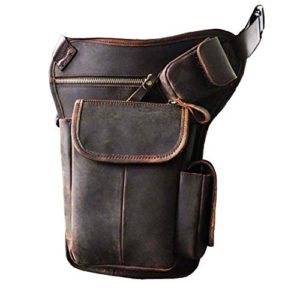 Le'aokuu Mens Genuine Leather Motorcycle Hiking Belt Fanny Waist