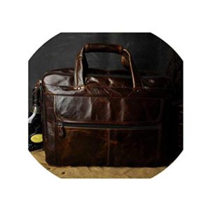 Men Waxy Leather Antique Design Business Briefcase Laptop