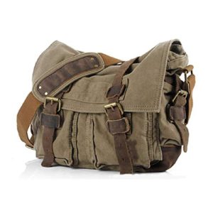 Men's Vintage Canvas Crossbody Bag - Classic Military