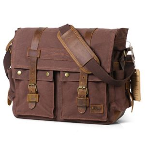 Lifewit 17.3" Men's Messenger Bag Vintage Canvas Leather Military Shoulder