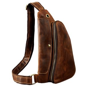 Le'aokuu Leather Sling Bag Cycling One Shoulder Strap Bag Backpack