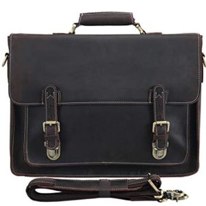 Texbo 15.6 Inch Men's Cowhide Leather Vintage Satchel Messenger Bag