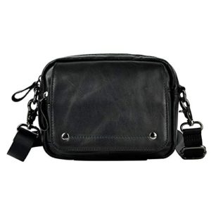 Le'aokuu Men Genuine Leather Waist Fanny Pack Hip Bum Small Messenger