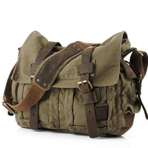 Canvas Leather Crossbody Bag Men Military Army Vintage Messenger Bags