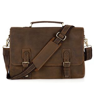 Kattee Men's Crazy Horse Leather Briefcase 14" Laptop Messenger Bag