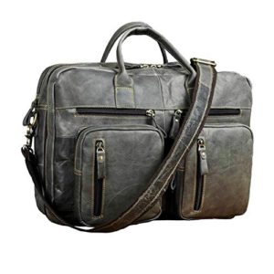 Men Waxy Leather Antique Design Business Travel Briefcase Laptop Bag