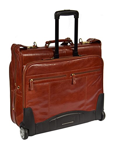 Real Leather Suit Garment Dress Carrier Travel Weekend Bag Review ...