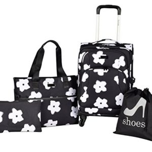 kensie White Flowers 4 Piece Fashion Luggage and Travel Set