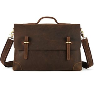 Kattee Genuine Leather Messenger Bag Tote, Leisure 15 Inch Laptop Briefcase