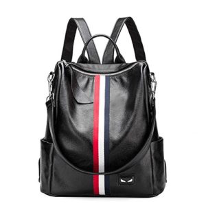 Promini Women Lightweight Leather Backpack Black Purse