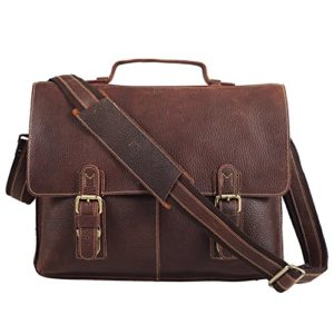 Polare Men's 14'' Real Leather Professional Messenger Bag