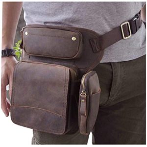 Le'aokuu Mens Genuine Leather Motorcycle Hiking Waist