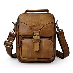 Le'aokuu Men Real Leather Sling Messenger Shoulder Bag Waist Belt