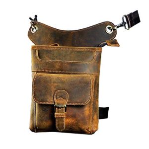 Le'aokuu Mens Genuine Leather Messenger Riding Hip Bum Waist