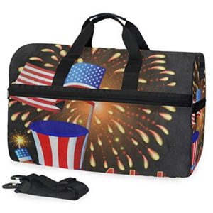 Gym Bag Happy Independence Day Firework Sport Duffle Holdall Bag